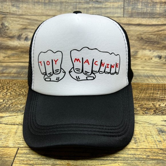 Toy Machine Mens Trucker Hat Black Snapback Skateboard 90s Logo Baseball Cap - Picture 2 of 8